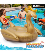 Giant Inflatable Gold Swan Shape Ride-On Float Swimming Pool Toy Party P... - £64.94 GBP