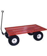 AMISH STEEL BED WAGON - Heavy Duty Red Utility Garden Pull Cart USA - $524.97