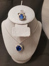 Vtg. Avon Creation in Blue Faceted Rhinestone Convertible Necklace Pin &amp;... - £27.96 GBP