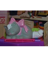 Fisher Price Loving Famliy Gray and White Cat w/ Pink Bow Sleeping Dollh... - £5.44 GBP