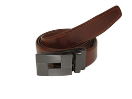 Men VALENTINI Leather Track Belt Adjustable Removable Buckle V522 Amber - £27.94 GBP