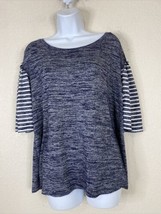 Gap Womens Size L Blue Striped Stretch Knit Blouse Elbow Sleeve - $7.59