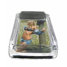 Country Pin Up Girls D39 Glass Square Ashtray 4&quot; x 3&quot; Smoking Cigarette Bar - £39.07 GBP