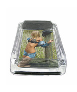 Country Pin Up Girls D39 Glass Square Ashtray 4&quot; x 3&quot; Smoking Cigarette Bar - £38.68 GBP