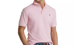 Polo Ralph Lauren PINK Men&#39;s Classic Fit Soft Polo Shirt Large - £54.27 GBP
