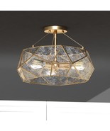 Euclid 16-in W Gold Aged Brass Contemporary Geometric Semi Flush Mount C... - $345.45