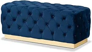 Baxton Studio Corrine Glam and Luxe Navy Blue Velvet Fabric Upholstered ... - $365.99