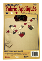What&#39;s New Ltd. Americana Iron-On Applique Kit Stars and Hearts 54103 - £9.94 GBP
