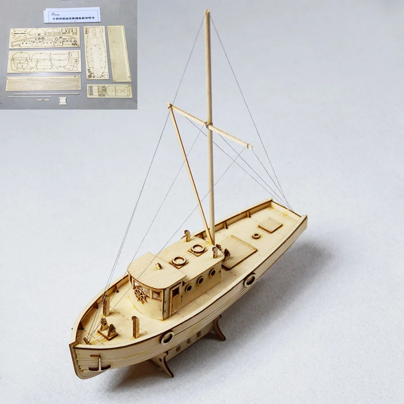 1/30 DIY Wooden Sailboat Model NXOS Fishing Boat Assembly Kit Puzzle Toy - £15.60 GBP