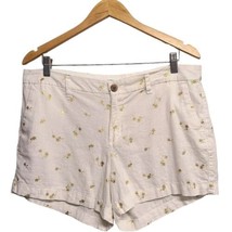 Old Navy Womens  12 Everyday Linen Blend Shorts White Gold Palm Print  - £9.30 GBP