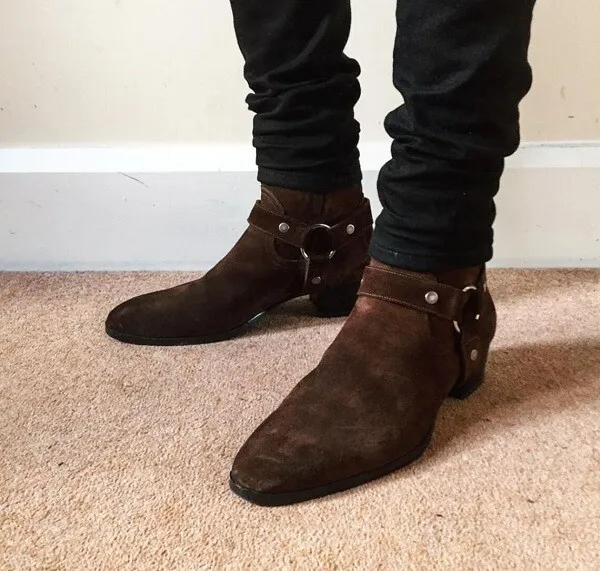 New Handmade Pure Suede Leather Motorcycle Boots For Men&#39;s - £140.72 GBP