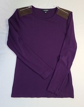 Lauren Ralph Lauren Womens Size M Faux Suede Zip Shoulders Long Sleeve Shirt - £13.35 GBP