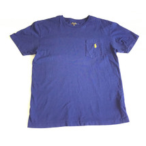 Ralph Lauren Polo Blue T Shirt Size Small Yellow Logo Dress Casual Royal Solid - £11.80 GBP