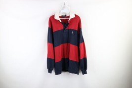 Vintage 90s Nautica Mens XL Faded Striped Long Sleeve Rugby Polo Shirt Cotton - £47.26 GBP