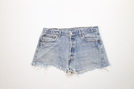 Vintage 90s Levis 501xx Womens 36 Thrashed Button Fly Cut Off Denim Shorts USA - £46.42 GBP