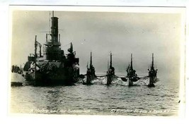 World War I Mother Ship and Her Submarines Real Photo Postcard - $31.64