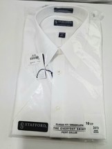 Stafford Mens White Essential Classic Fit Short Sleeve Dress Shirts L 16... - $26.00