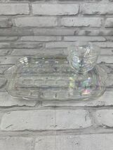 Federal Glass Iridescent 2 pc Snack Set Thumbprint Yorktown Colonial Pla... - $5.24