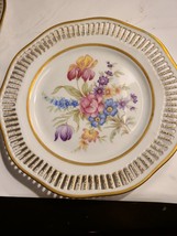 Vintage  Bavaria Germany US Zone Lattice Floral 6 3/4&quot; Plate - £7.12 GBP