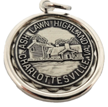 Ash Lawn Highland Charlottesville VA Silvertone Travel Charm Pendant Vintage - £5.37 GBP