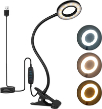 Ivict Desk Lamp Clip on Light, 48 Leds USB Clip Ring Light with 3 Color Modes 10 - £14.68 GBP