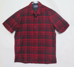 VTG 50s 60s PENDLETON Red Black Plaid Shirt Mens Sz M Short Sleeve Wool USA - $47.45