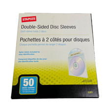 50 STAPLES Double Sided Disc Sleeves Spine Labels Included New - £7.73 GBP