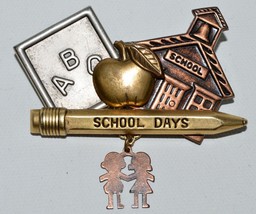 School Days Brooch Pin School House 2.5&quot; wide - $17.10