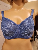 Gorgeous Comfort Choice Shimmery Blue Embroidered Lace Underwire Bra~42C~EUC - £9.34 GBP