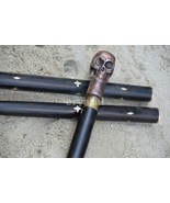 Black Skull walking stick brass cane handle gift adjustable party cane - £21.22 GBP