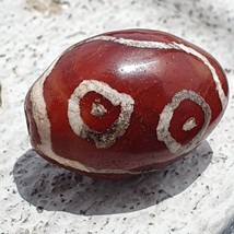 Antique Tibetan Nepalese RED Etched Agate Bead Decorated Carnelian Beads ETA-2 - £49.86 GBP