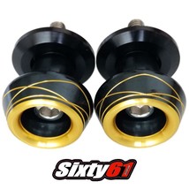 Suzuki GSXR 1000 Black Gold Swingarm Spools 2001-2022 2023 2024 2025 Sli... - $512.43 MXN