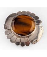 Handmade &amp; Signed Navajo Sterling Silver &amp; Tiger&#39;s Eye Pendant/Brooch 24gr - €256,71 EUR