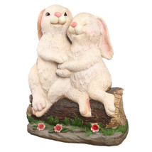 Couple Rabbits Garden Statue Decoration, Home Backyard Flowerbed Decor - £63.86 GBP