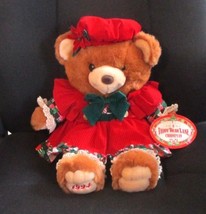 Teddy Bear Lane Christmas Bear 1994 Red Velvet Dress Hat KMart 17&quot; - $300.95 MXN