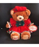 Teddy Bear Lane Christmas Bear 1994 Red Velvet Dress Hat KMart 17&quot; - $298.91 MXN