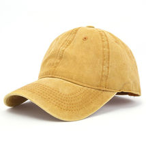 HOT Yellow Dyed Washed Retro Cotton - Plain Polo Baseball Ball Cap Hat U... - £12.60 GBP