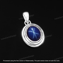 Blue Star Sapphire Pendant 925 Sterling Silver Handmade Sep Birthstone P... - £58.02 GBP