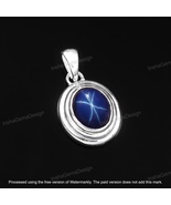 Blue Star Sapphire Pendant 925 Sterling Silver Handmade Sep Birthstone P... - £57.16 GBP
