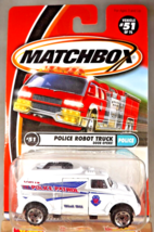 2001 Matchbox #51 Police-Patrol POLICE ROBOT TRUCK White w/Sawblade 7 Spokes - $9.50