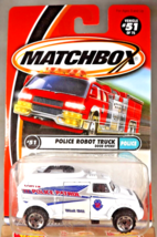 2001 Matchbox #51 Police-Patrol POLICE ROBOT TRUCK White w/Sawblade 7 Spokes - £7.47 GBP