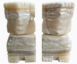 Vtg Bookend Pair Primitive Quartz WarriorMexico Stone Souvenir Onyx Marble - $409.46 MXN