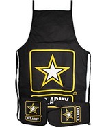 Black US Army Star Strong BBQ Barbeque Apron Cook Set - $29.72 CAD
