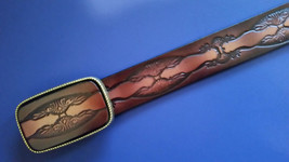 GEOMETRIC DESIGN BELT &amp; Matching Leather DESIGN buckle Sizes 28&quot;-52&quot; waist - $24.74