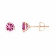 Natural Pink Tourmaline Solitaire Stud Earrings For Women in 14K Gold (AAA, 5MM) - £452.43 GBP