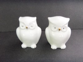 White Owl Shape Ceramic Salt &amp; Pepper Shakers Vintage - Unused - £11.88 GBP