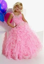Tiffany Princess Pageant Dress, Pink Ruffles, Size 16 Slim, 13265 - £159.06 GBP
