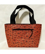 Red Swirls Tote Purse Handmade Unique Hand Bag Fabric Red Gold Double Ha... - £60.46 GBP