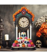 Day of The Dead Clock w/LED Candle Lights &amp; Skulls, dia de los muertos H... - $123.43 CAD