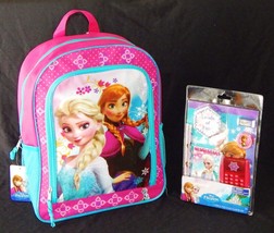 Disney Frozen Anna &amp; Elsa 16&quot; Full-Size Multi-Pocket Backpack &amp;School Supply Set - £9.06 GBP+